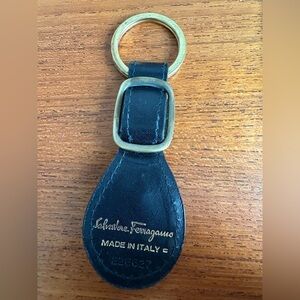 Salvatore Ferragamo Black Leather Keyring